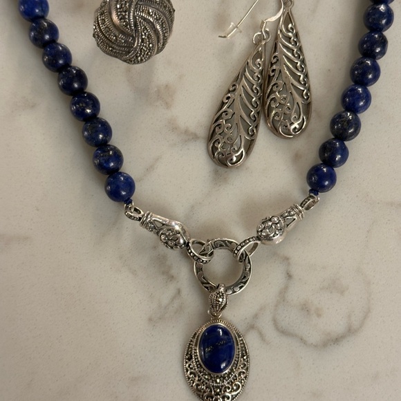 Sterling Silver and Lapis Lazuli Jewelry Set - Picture 2 of 10